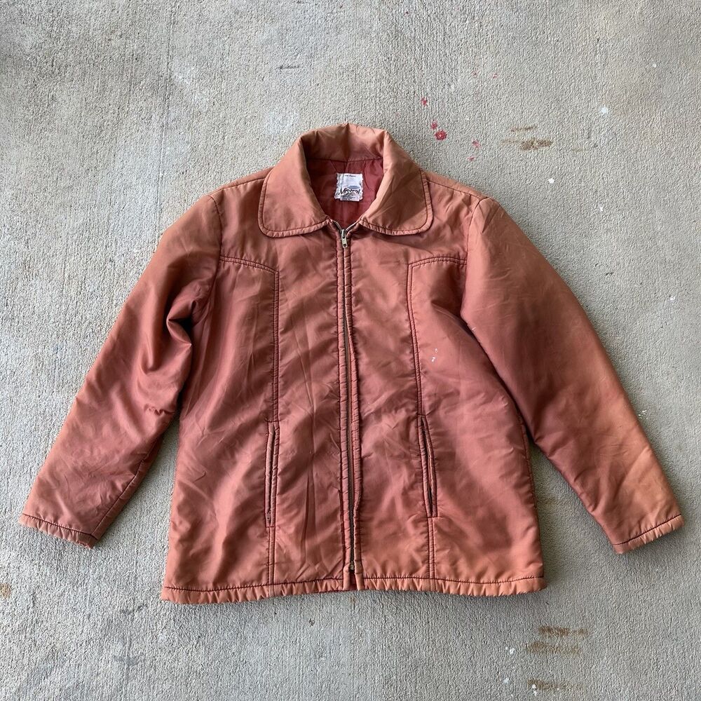Vintage 80’s Mistral Nylon Puffy Coat Jacket Earth Tone Salmon Color Size M